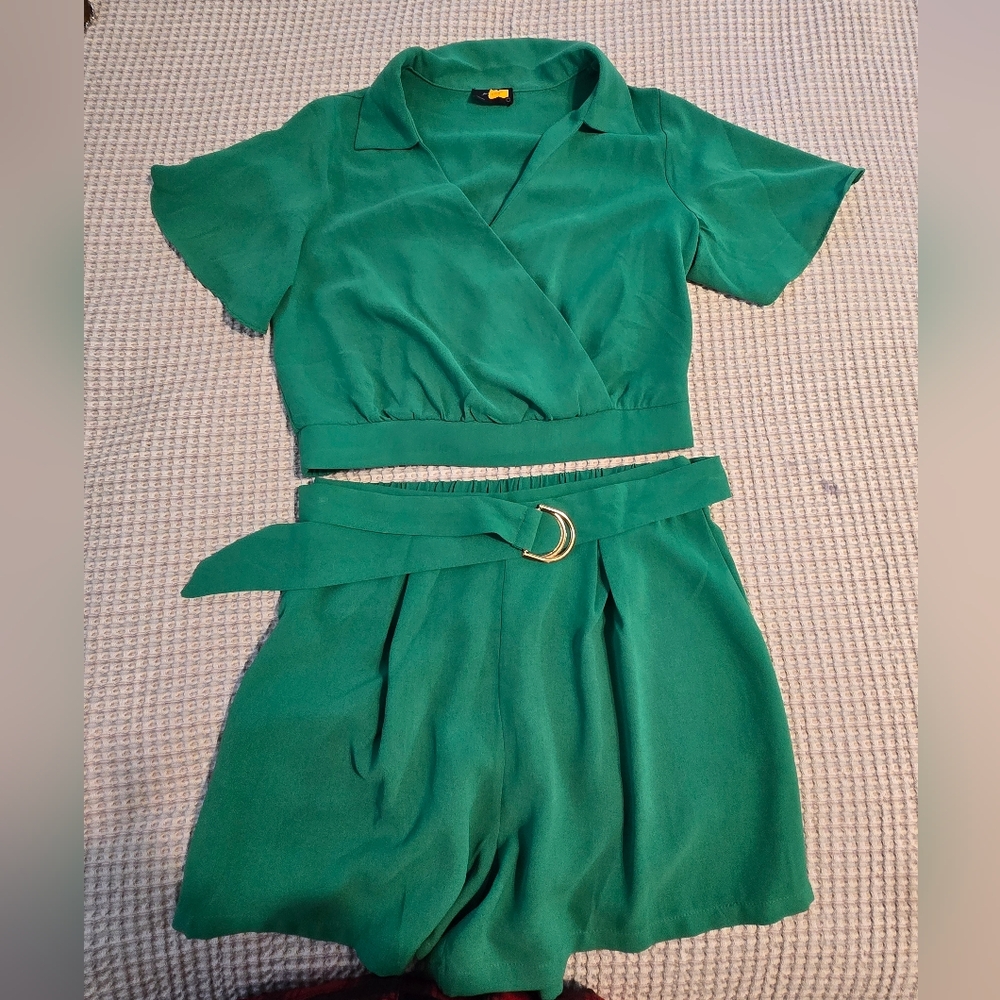 Elegant Green Wrap Jumpsuit